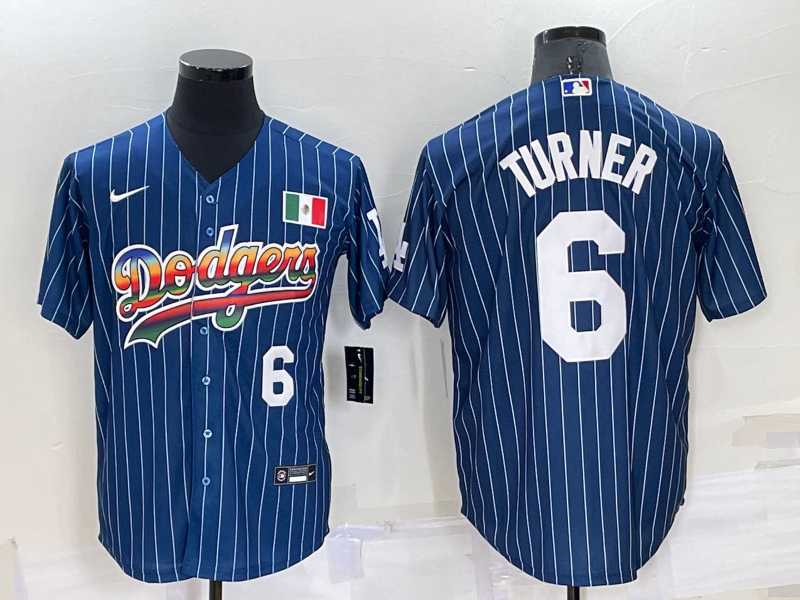 Los Angeles Dodgers6 Trea Turner Number Rainbow Blue Red Pinstripe Mexico Cool Base Nike Jersey,We sell and wholesale Los Angeles Dodgers6 Trea Turner Number Rainbow Blue Red Pinstripe Mexico Cool Base Nike Jersey on line form chian!